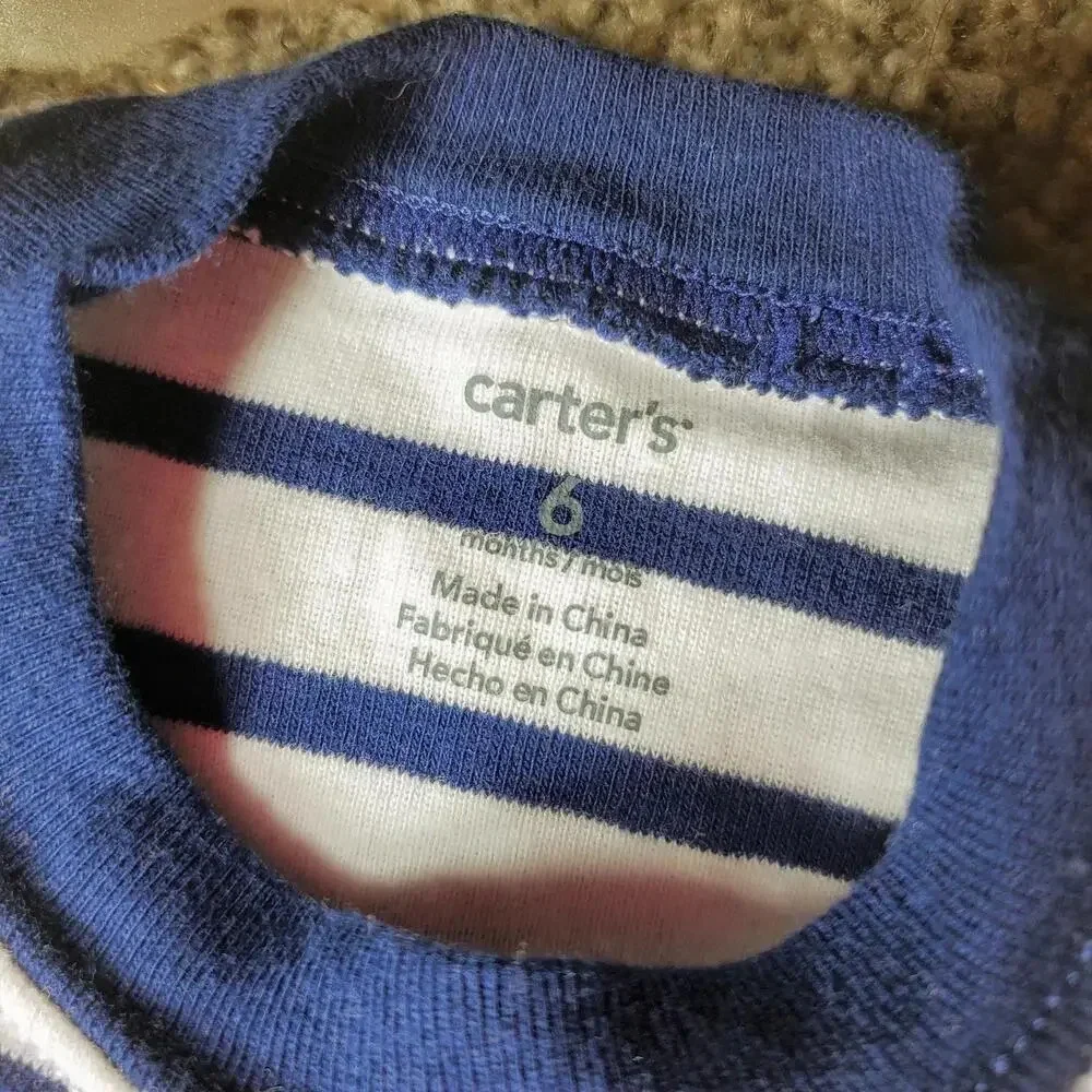 Carter's Size 6m Baby Boy Top Bundle 3 pieces Red Blue White EUC